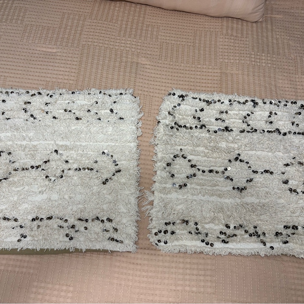 Pottery Barn Cream and Black Beaded Pillows